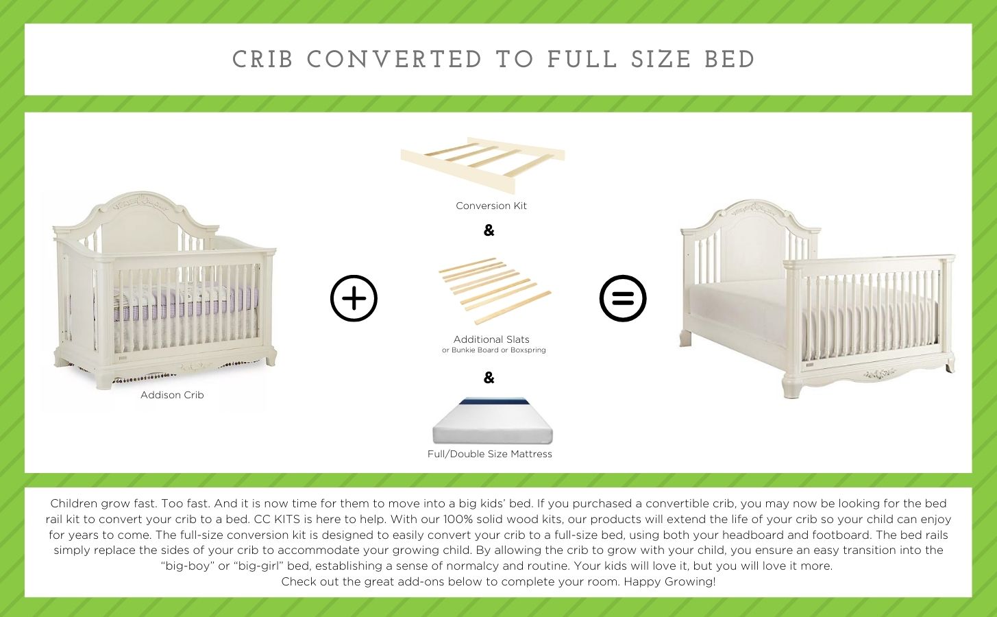 Full Size Conversion Kit Bed Rails for Select Bassett Baby Cribs Cherry 