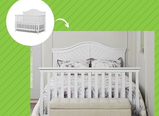 Dream On Me Mini Crib Bed Rail - Converts Mini Crib To Twin Bed, Solid Wood, Green